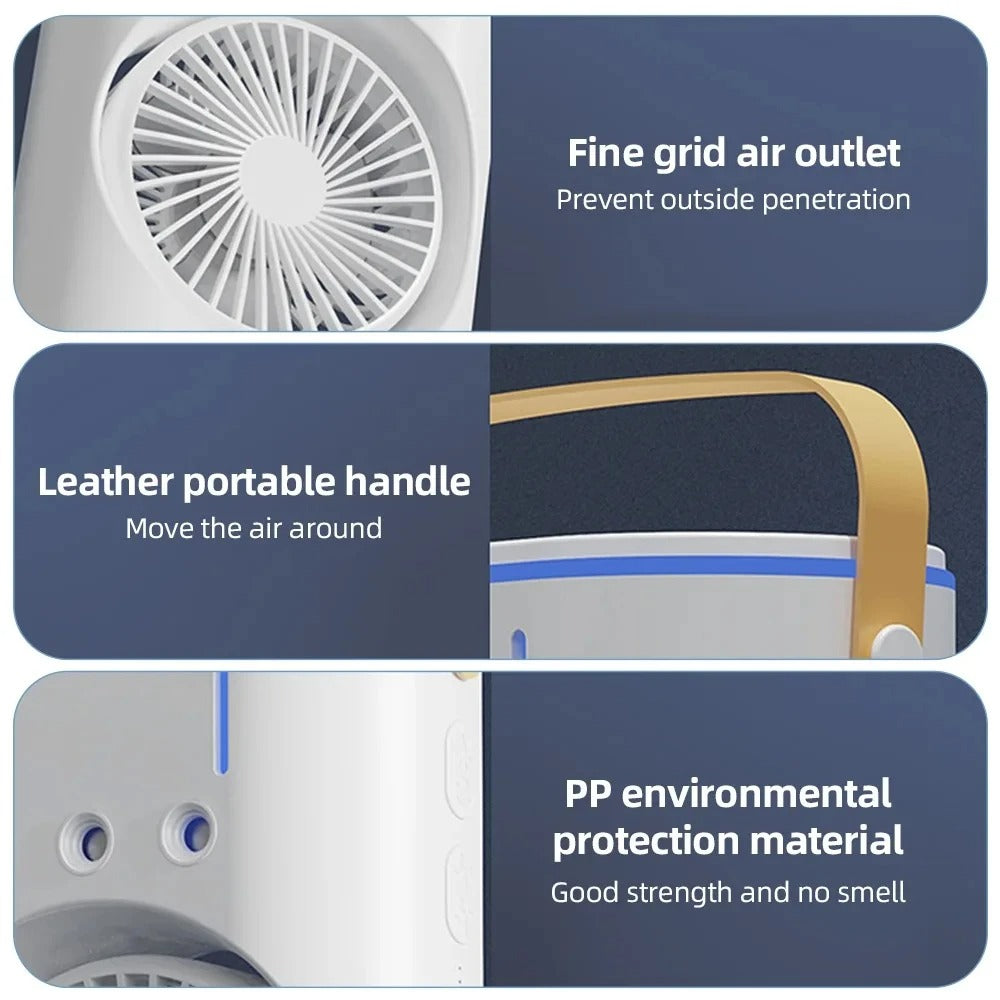 2 In 1 Dual Fan Three Hole Spray Humidification Fan Summer Office Home Air Cooling Fan With 7 Colorful Night Lights Humidifier