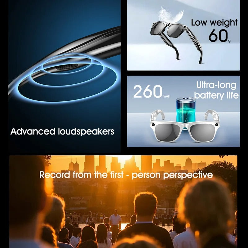 4K AI Smart Photochromic Glasses Multifunction Camera Bluetooth Call Voice Assistant Music Player Translate Glasses For Xiaomi - Buglass