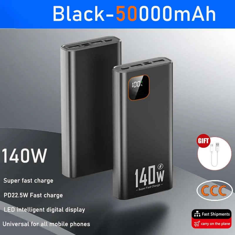 500000mAh 140W Power Bank High Capacity PD 22.5W Super Fast Charging Portable Battery Charger for iPhone 12-17 Samsung - Buglass