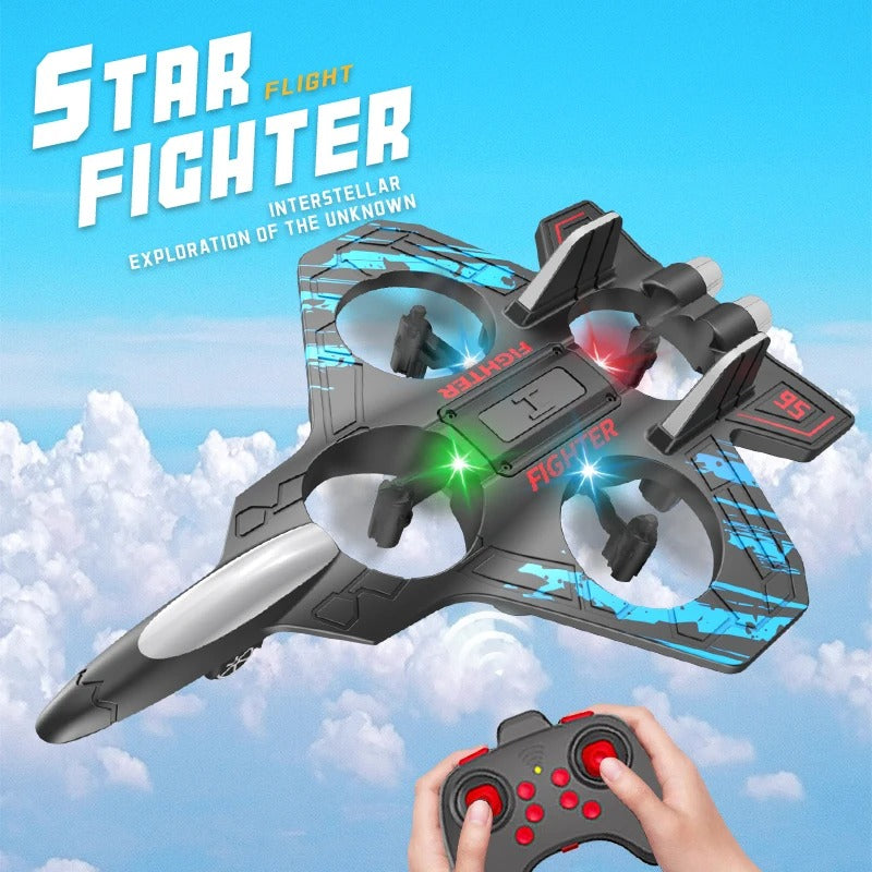 Glider Flying Helicopter RC Hobby Jet Plane 2.4G Stunt Remote Control Foam Fighter Airplane Toy With Light - Buglass