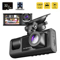 3 Channel Car Camera IR Night Vision 1080P 3-Lens Inside Vehicle Dashcam With 32GB Memory Card Loop Recording Car DVRs Camera - Buglass