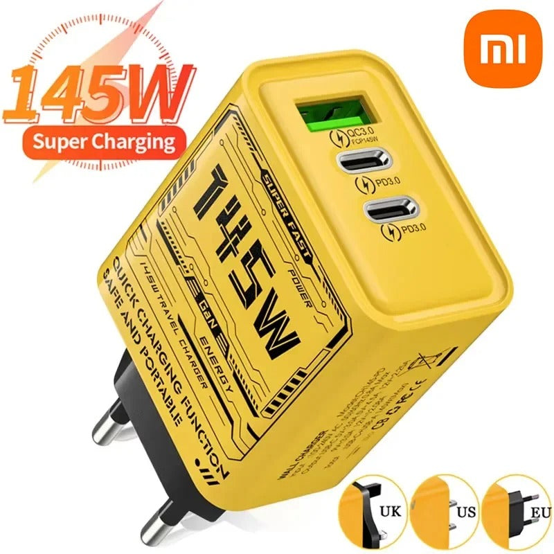 Xiaomi 145W Ultra Fast Charging 3-Ports PD USB Mobile Phones Charger EU/US/UK Plug Wall Adapter For iPhone Samsung Huawei NEW - Buglass