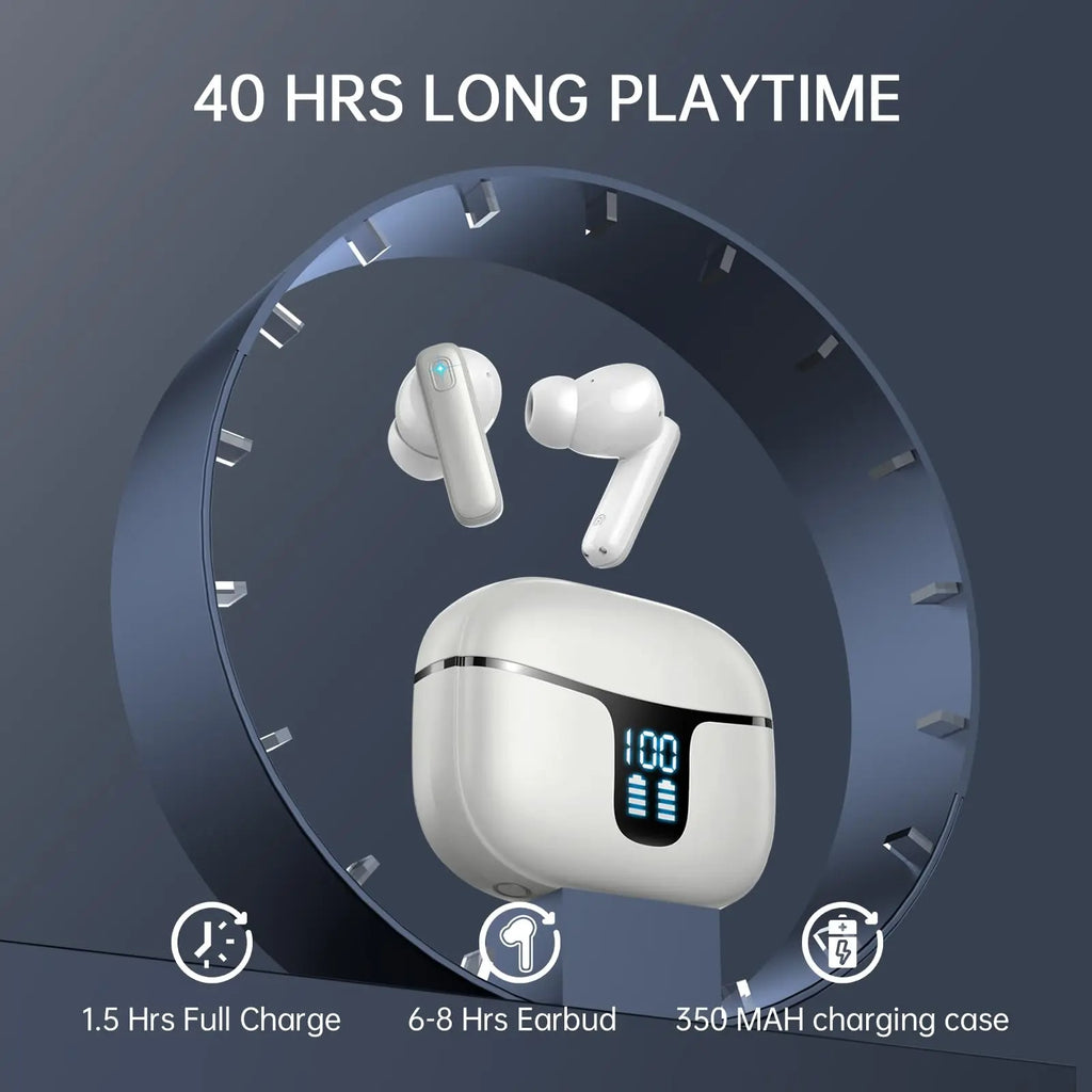 Bluetooth 5.3 Earbuds 40H Playtime, Hi-Fi Sound w/ENC Mic, IPX7 Waterproof, Comfort Fit Wireless Earphones for iOS Android