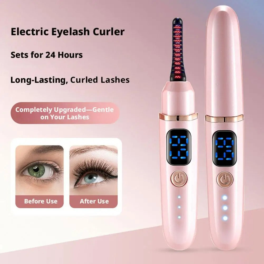 Rechargeable Electric Heated Eyelash Curler, Digital Display 3-Level Temperature Control for Long-Lasting Lash Curls