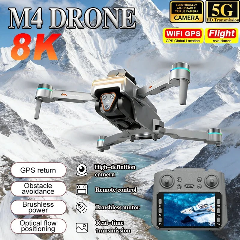 Foldable New M4 RC Drones With 4K/8K Professional 1080P Wide Angle HD Cameras Aerial Photography WIFI FPV Height Hold Quadcopter