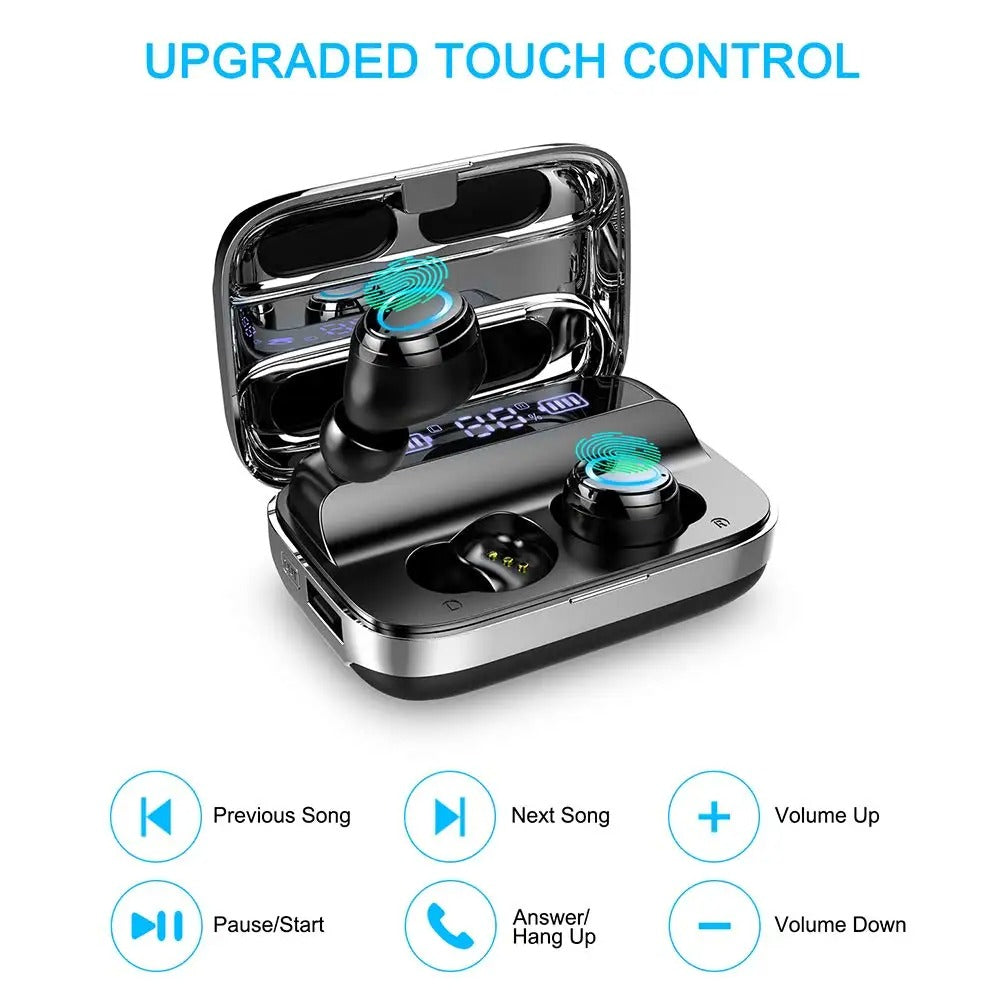 Bluetooth 5.3 Wireless Earbuds, IPX7 Waterproof Sports Earphones with Stereo Bass, In-Ear Noise Cancelling Mic, 140H Playtime.