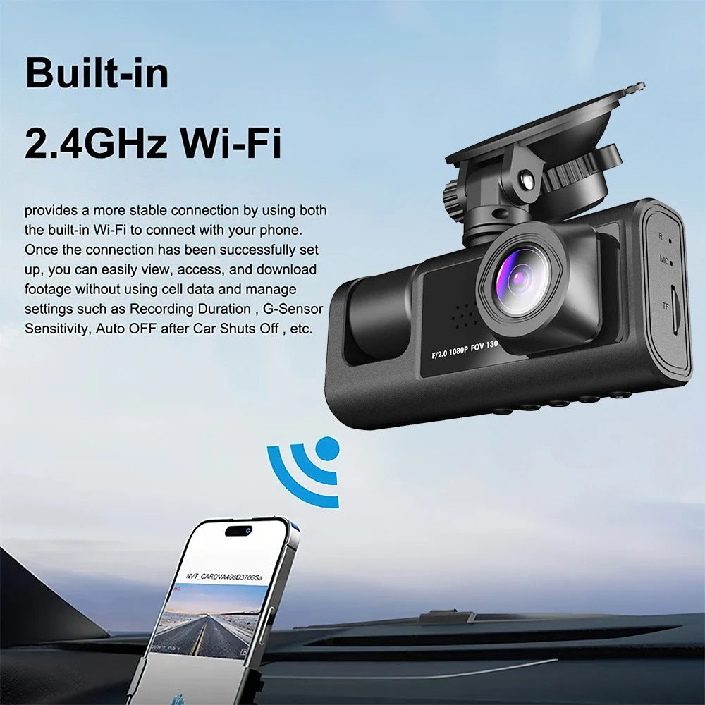 3 Channel Car Camera IR Night Vision 1080P 3-Lens Inside Vehicle Dashcam With 32GB Memory Card Loop Recording Car DVRs Camera - Buglass