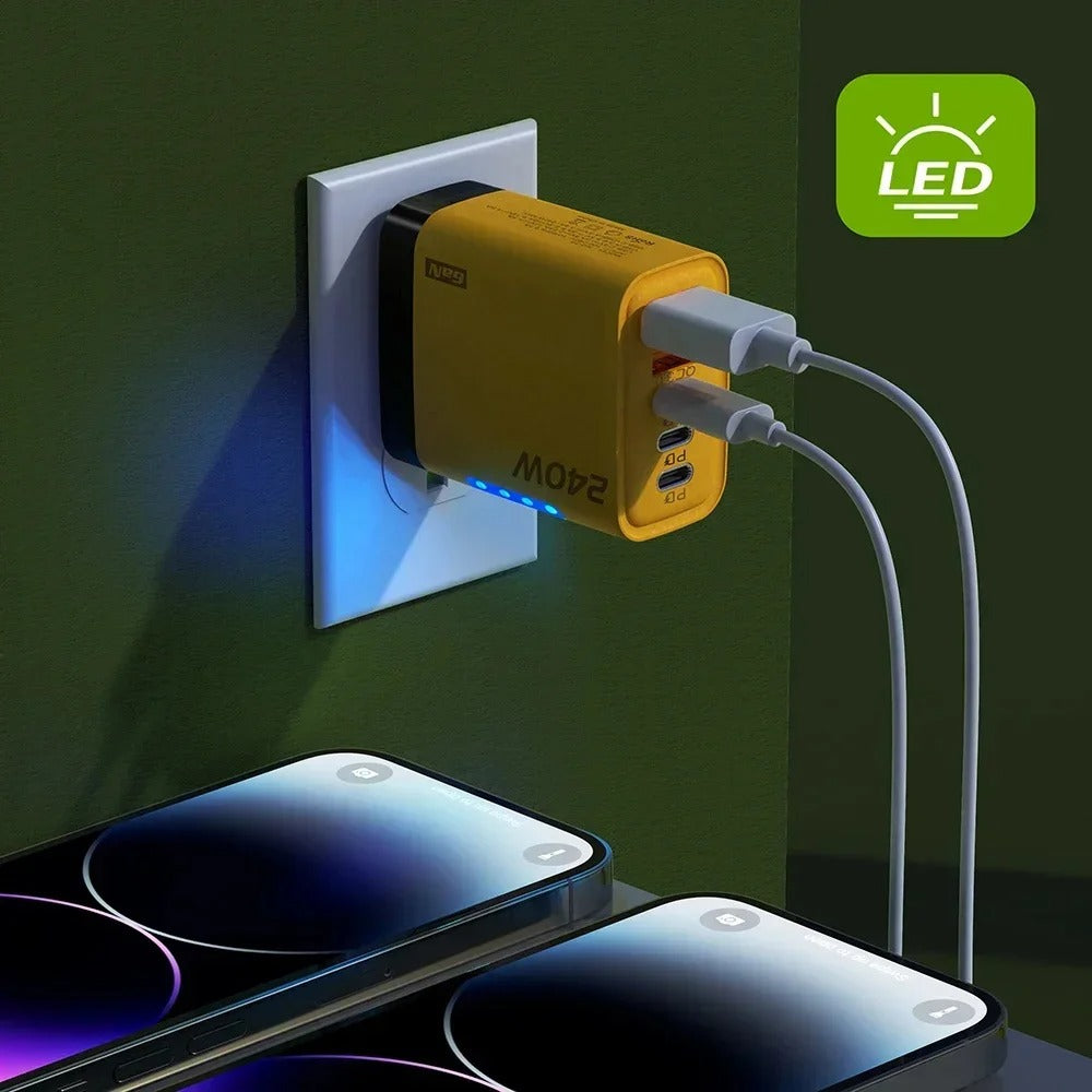 USB C GaN Charger 240W 5 in 1 Fast Charging Phone Charger Power Adapter For iPhone Samsung Xiaomi Type C EU/US Plug Wall Charger - Buglass