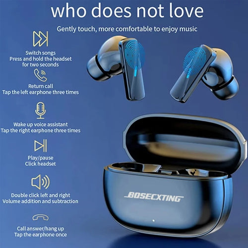 Bosecxting Wireless Bluetooth Headphone In-ear Earplugs New Noise Reduction Sliding Cover Headset Sports Game Earphones With Mic