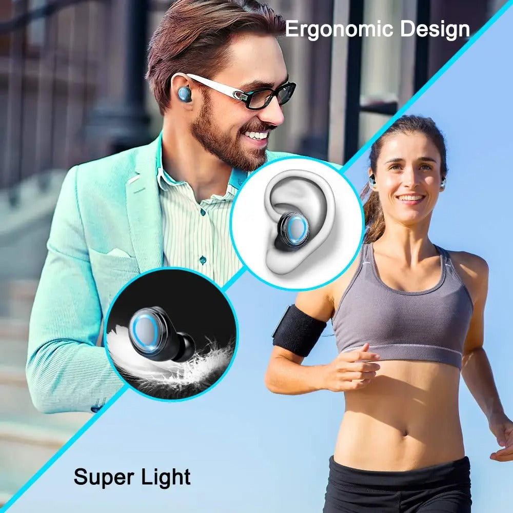 Bluetooth 5.3 Wireless Earbuds, IPX7 Waterproof Sports Earphones with Stereo Bass, In-Ear Noise Cancelling Mic, 140H Playtime.