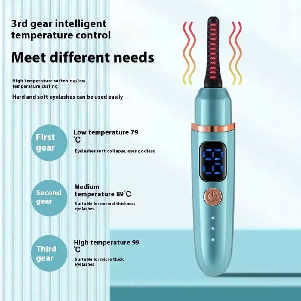 Rechargeable Electric Heated Eyelash Curler, Digital Display 3-Level Temperature Control for Long-Lasting Lash Curls