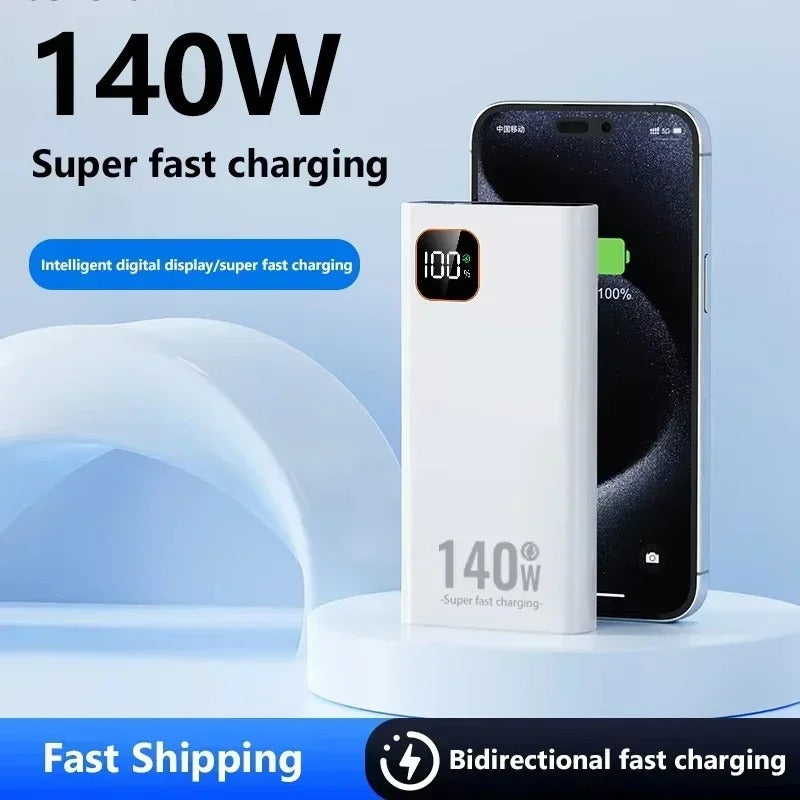 Lenovo 500000mAh Large Capacity 140W CCC Power Bank 2027 NEW Portable Super Fast Charging Battery Charger For Xiaomi iPhone