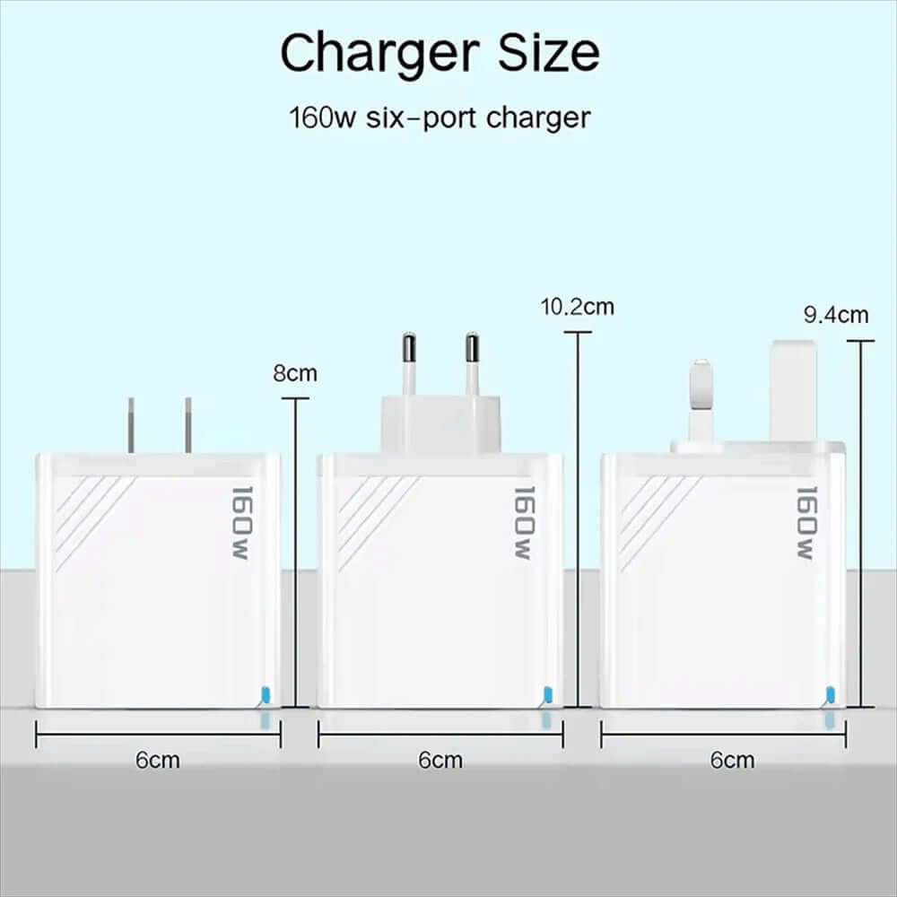 160W Multi Ports USB Type C Charger Fast Charging Phone Charger Adapter For iPhone Samsung Xiaomi Huawei UK/EU/US Plug Wall Charger - Buglass