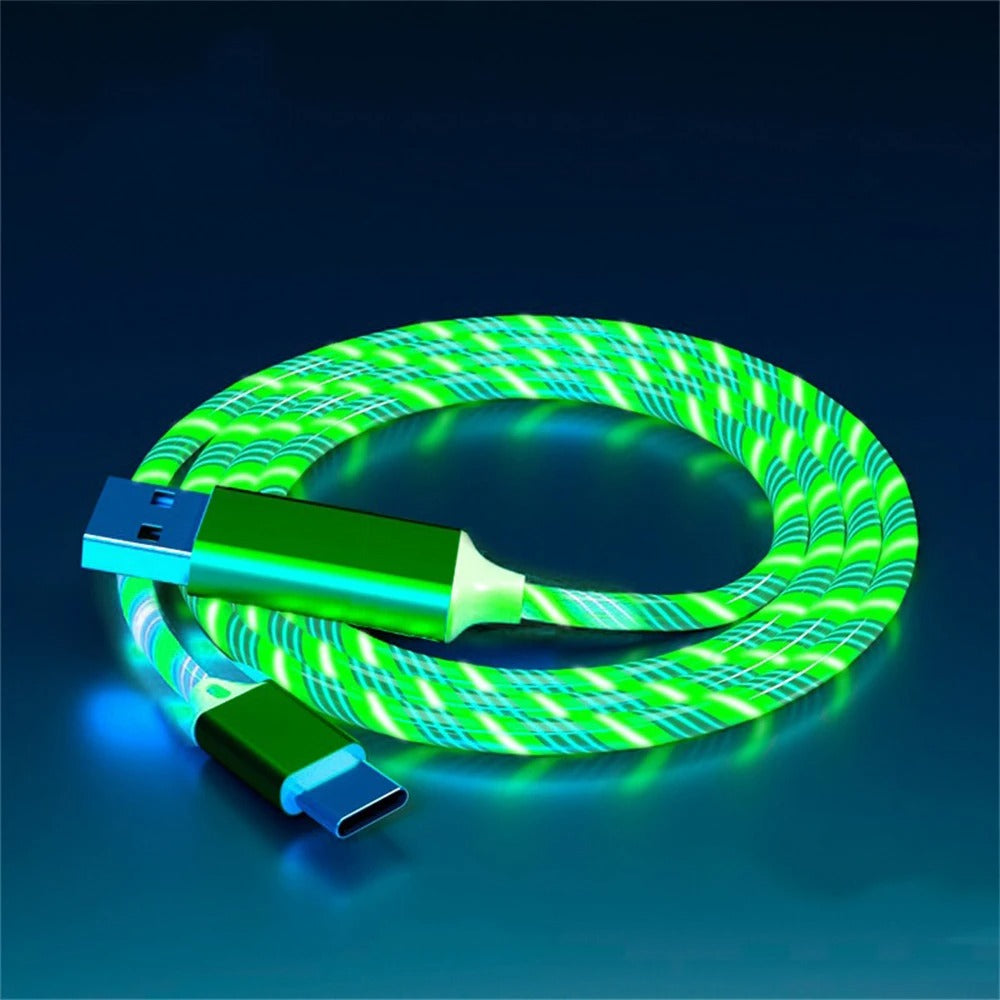 NNBILI Glowing LED Light USB 3 IN 1 cable Phone Fast Charging Charger Luminous Type C Cable For Xiaomi iPhone Phone Accessories.