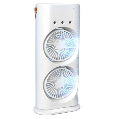 2 In 1 Dual Fan Three Hole Spray Humidification Fan Summer Office Home Air Cooling Fan With 7 Colorful Night Lights Humidifier