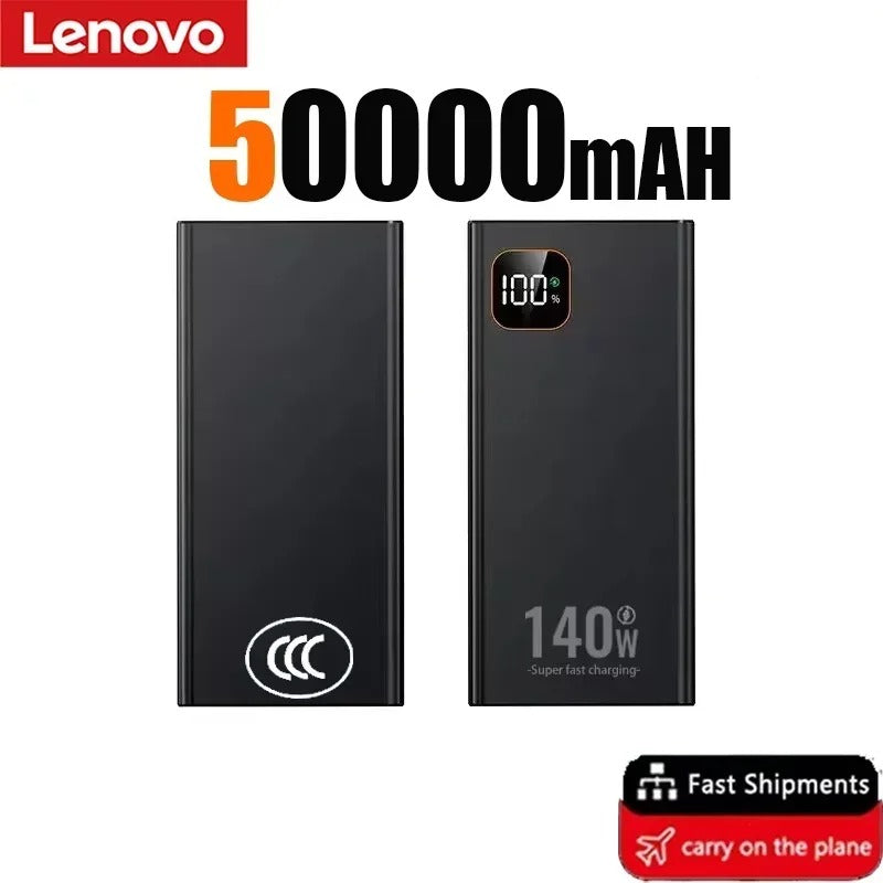 Lenovo 500000mAh Large Capacity 140W CCC Power Bank 2027 NEW Portable Super Fast Charging Battery Charger For Xiaomi iPhone