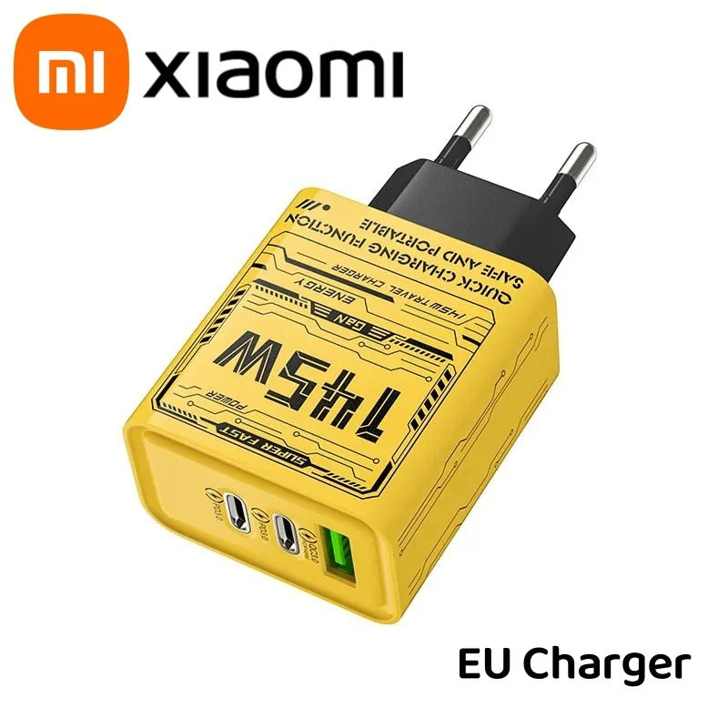 Xiaomi 145W Ultra Fast Charging 3-Ports PD USB Mobile Phones Charger EU/US/UK Plug Wall Adapter For iPhone Samsung Huawei NEW - Buglass