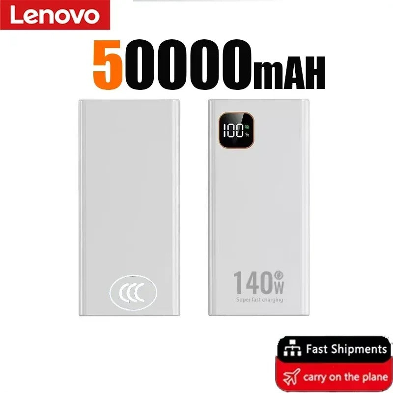 Lenovo 500000mAh Large Capacity 140W CCC Power Bank 2027 NEW Portable Super Fast Charging Battery Charger For Xiaomi iPhone