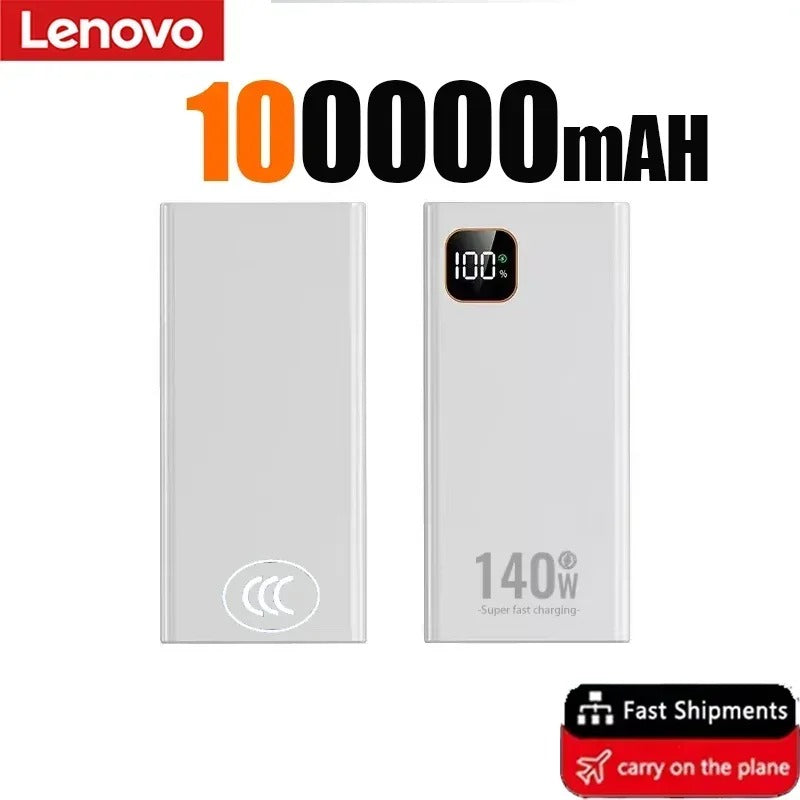 Lenovo 500000mAh Large Capacity 140W CCC Power Bank 2027 NEW Portable Super Fast Charging Battery Charger For Xiaomi iPhone