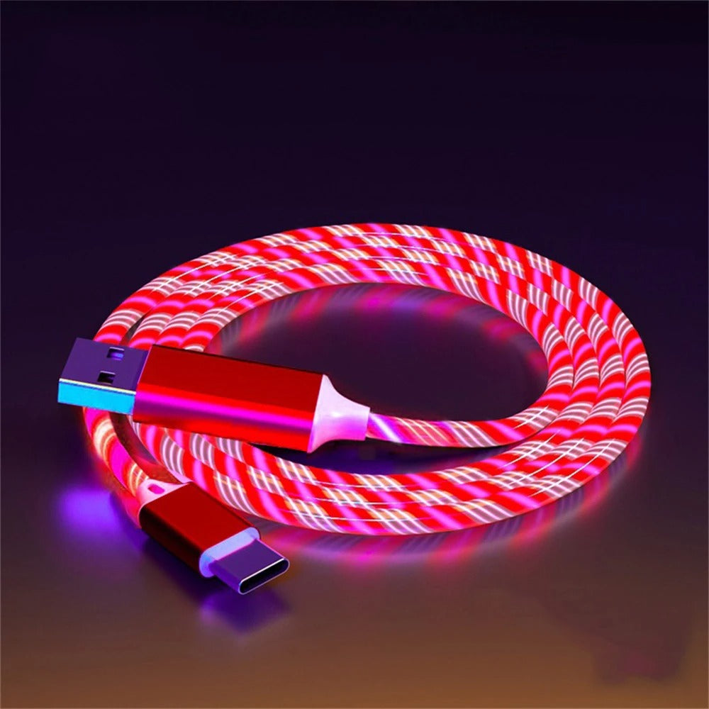 NNBILI Glowing LED Light USB 3 IN 1 cable Phone Fast Charging Charger Luminous Type C Cable For Xiaomi iPhone Phone Accessories.