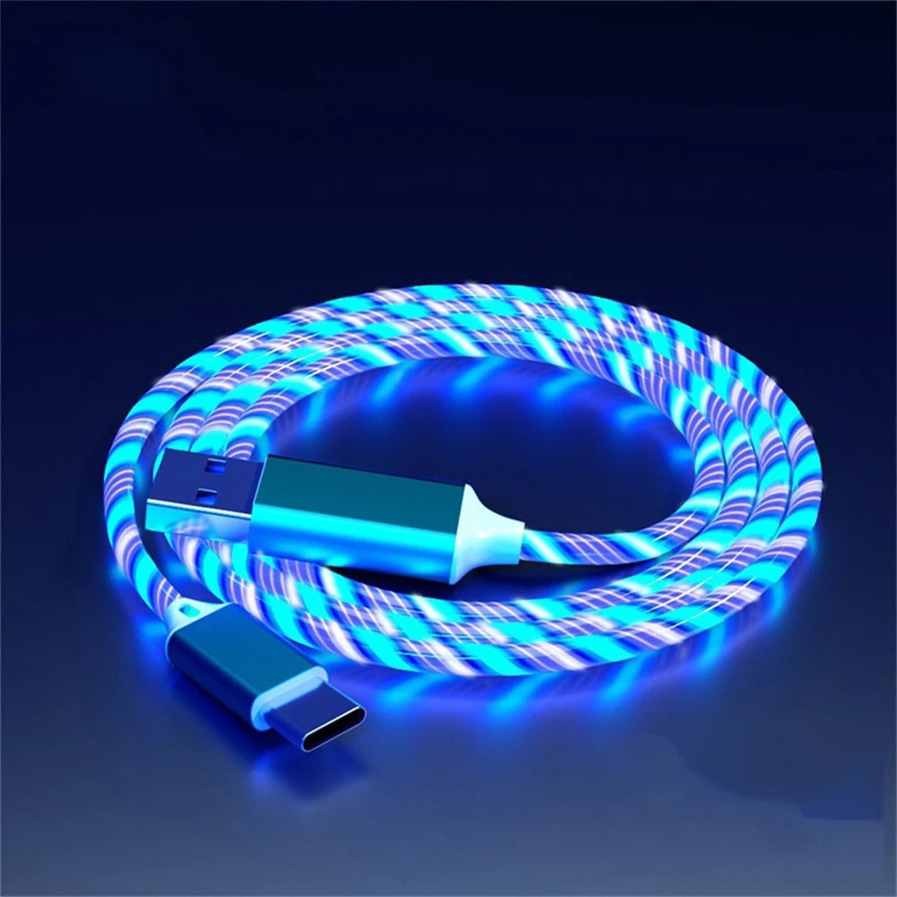 NNBILI Glowing LED Light USB 3 IN 1 cable Phone Fast Charging Charger Luminous Type C Cable For Xiaomi iPhone Phone Accessories.